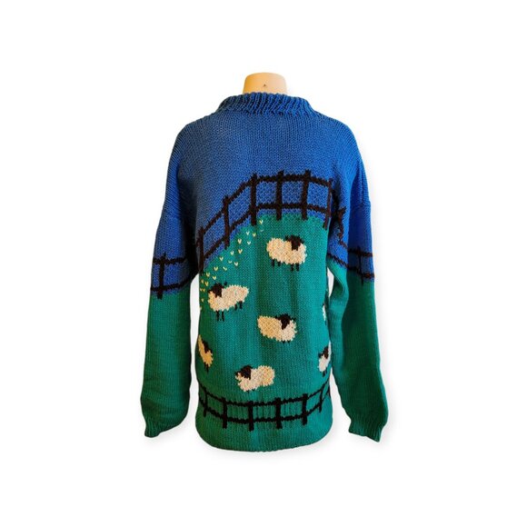 Vintage Full-Zip Sheep Cardigan Handmade L/XL - Picture 4 of 9